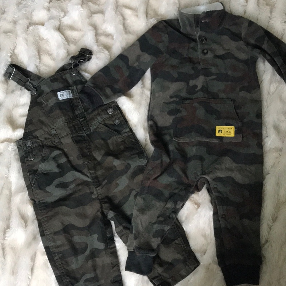 Overalls and one piece fleece outfit